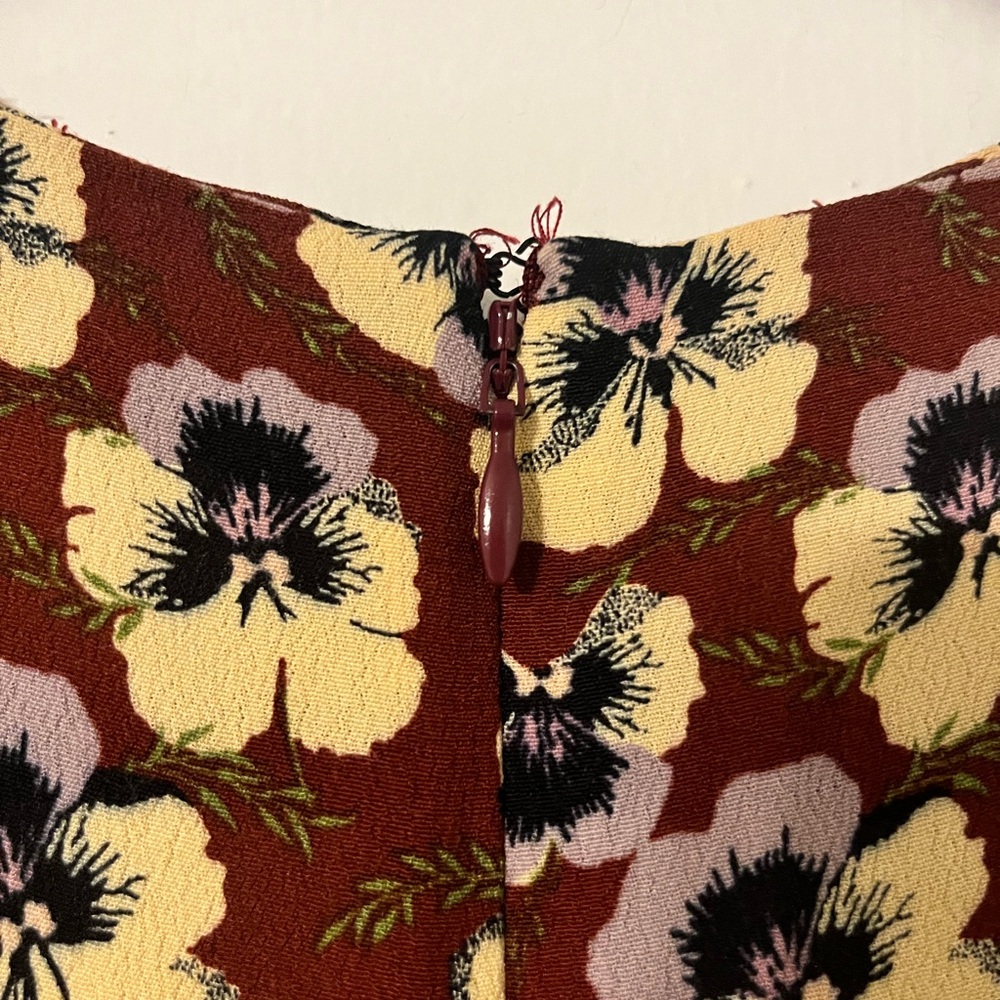 Madewell Floral Mini Dress in Brown and Cream - Picture 5 of 7